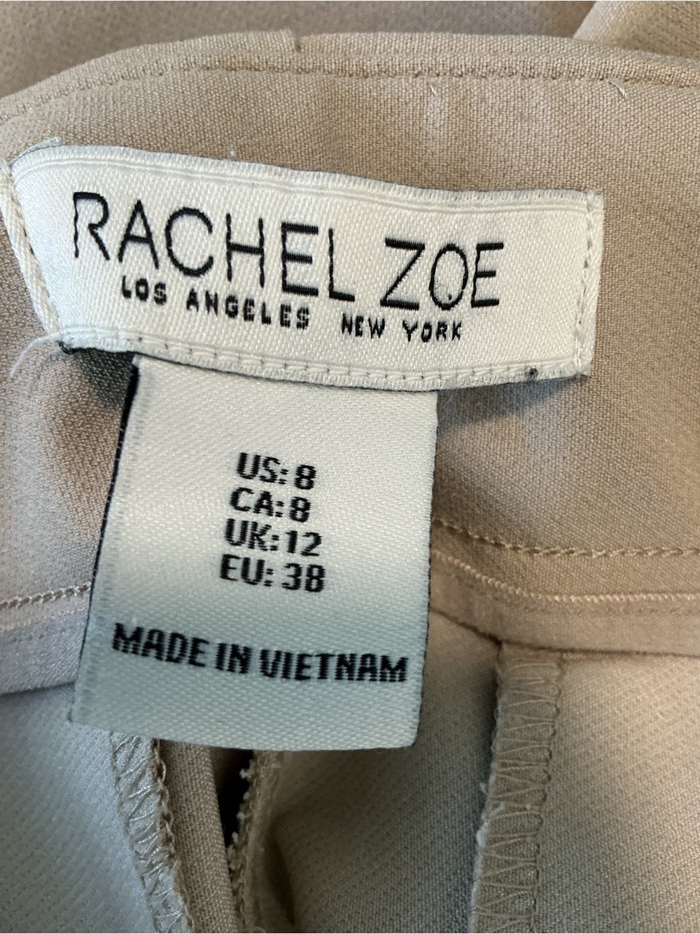 Rachel Zoe | Tailored Beige Minimalist Careerwear Pants Luxury Basics Size 8 - Picture 6 of 7